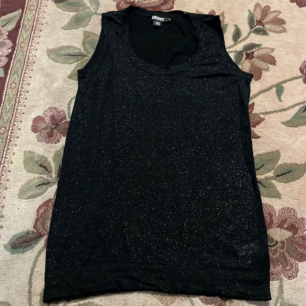 DKNY black sparkly linen tank
